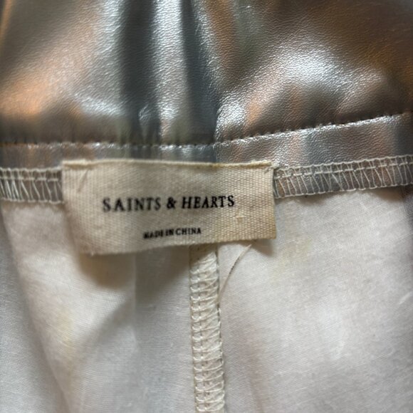 Saints & Hearts Women's Metallic High Rise Star Back Shorts - Picture 2 of 4